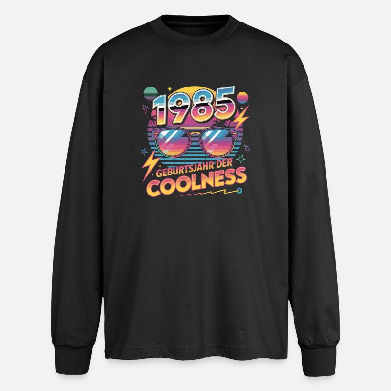 1985 Geburtstag der Coolness - Oversized Langarmshirt  - Schwarz