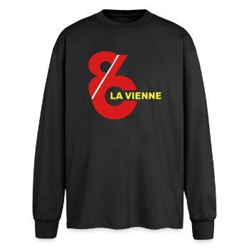 Logo la Vienne 86 - T-shirt manches longues oversize - noir - Devant - AI Model Male 185 light (185cm)