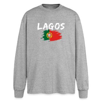 Drapeau de Lagos Portugal - T-shirt manches longues oversize - gris chiné - Devant - AI Model Female 180 light (180cm)