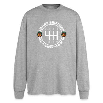 Merry Shiftmas Happy New Gear Funny Car Xmas Quote - Oversized Long Sleeve T-Shirt - sports grey - Front - AI Model Female 180 light (180cm)