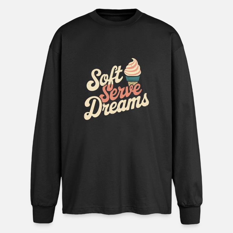 Retro Eiscreme - Oversized Langarmshirt  - Schwarz