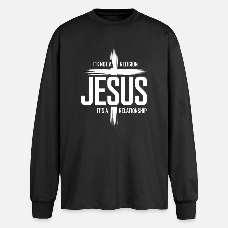 Jesus: It's Not a Religion, It's a Relationship - Oversized Long Sleeve T-Shirt - black