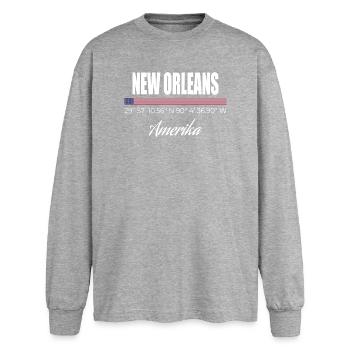 Nouvelle-Orléans - T-shirt manches longues oversize - gris chiné - Devant - AI Model Female 180 light (180cm)