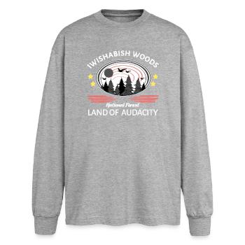 Iwishabish woods - Oversized Langarmshirt  - Grau meliert - Vorne - AI Model Female 180 light (180cm)