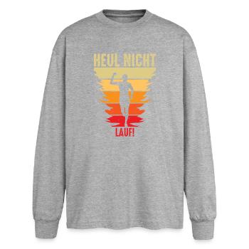 Jogging, Coureur Cadeau, Sport, Forme physique - T-shirt manches longues oversize - gris chiné - Devant - AI Model Female 180 light (180cm)