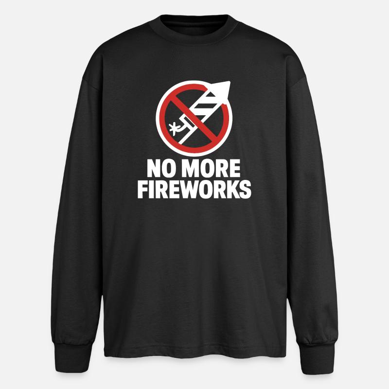 No More Fireworks – Silvester Edition - Oversized Langarmshirt  - Schwarz