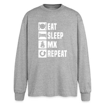 Conception motocross Power Motocross - T-shirt manches longues oversize - gris chiné - Devant - AI Model Female 180 light (180cm)