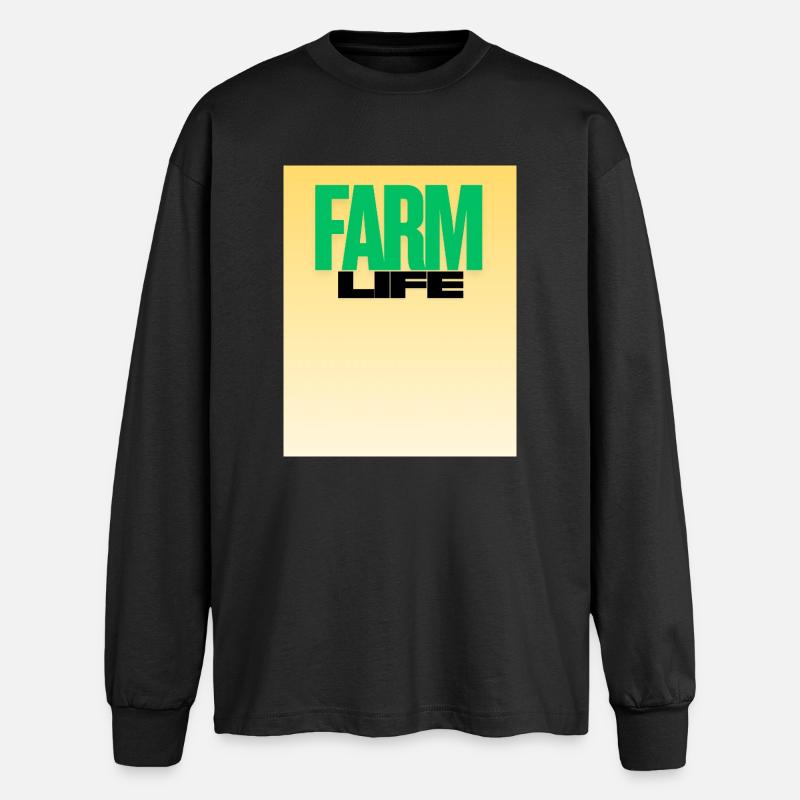 Farm Life Fette Typografie - Oversized Langarmshirt - Schwarz