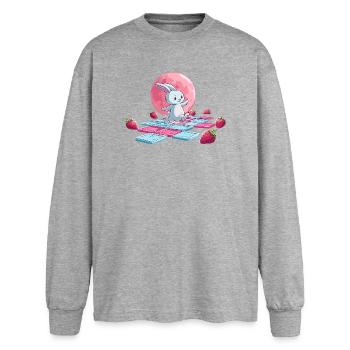 Hopping path on the pink moon - Oversized Long Sleeve T-Shirt - sports grey - Front - AI Model Female 180 light (180cm)