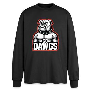 Mascotte Bulldog Conception Sportive - T-shirt manches longues oversize - noir - Devant - AI Model Male 185 light (185cm)