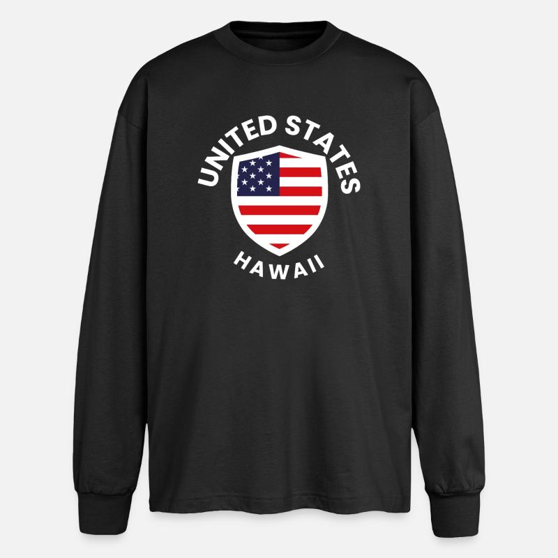 American Flag Shield Hawaii - Oversized Long Sleeve T-Shirt - black