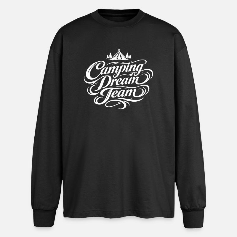 Camping Dream Team - Oversized Langarmshirt  - Schwarz