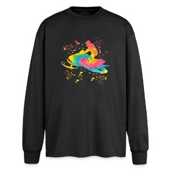 Skidoo Vibrant Schneemobil Abenteuer - Oversized Langarmshirt  - Schwarz - Vorne - AI Model Male 185 light (185cm)
