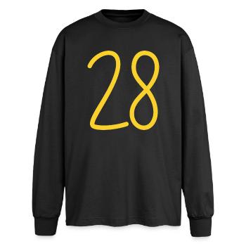 28 - Oversized Langarmshirt  - Schwarz - Vorne - AI Model Male 185 light (185cm)
