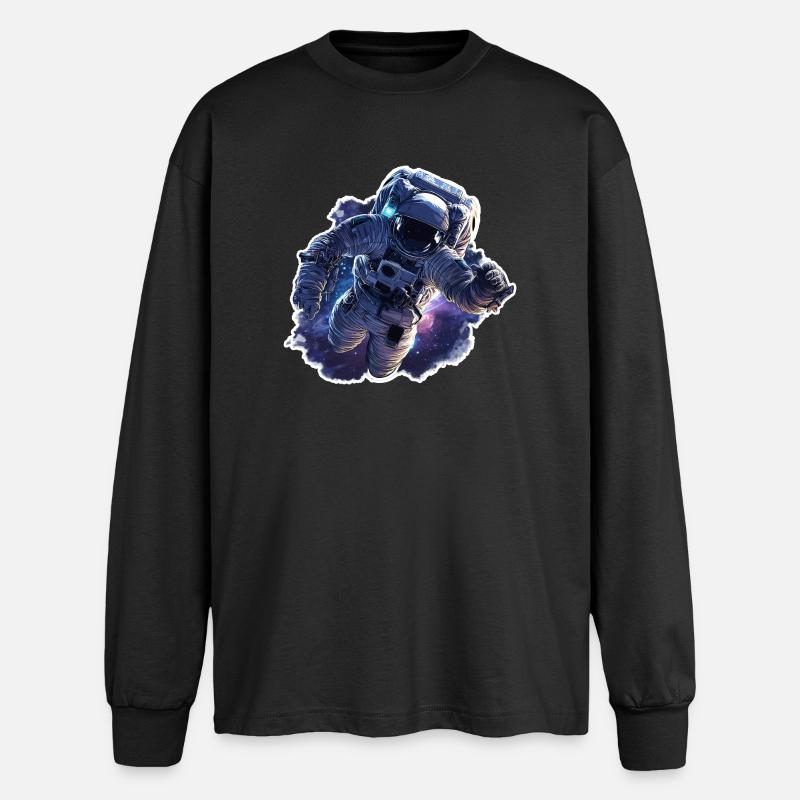Astronomy Space Astronaut Floating Exploration - Oversized Long Sleeve T-Shirt - black
