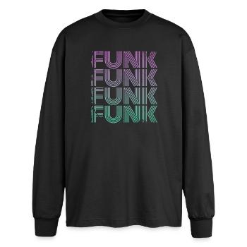 Funk Vintage - Oversized Langarmshirt  - Schwarz - Vorne - AI Model Male 185 light (185cm)