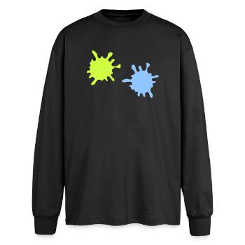 Neon Spritzer Splatter - Oversized Langarmshirt  - Schwarz - Vorne - AI Model Male 185 light (185cm)