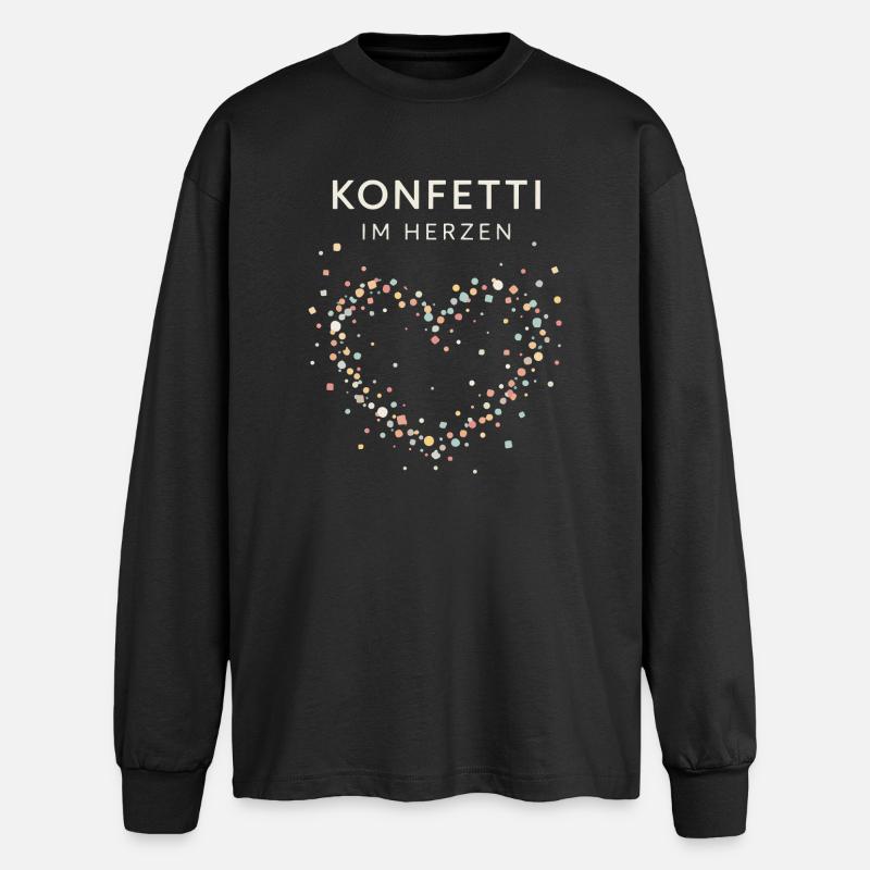 Konfetti im Herzen – Minimalistisches Statement - Oversized Langarmshirt  - Schwarz
