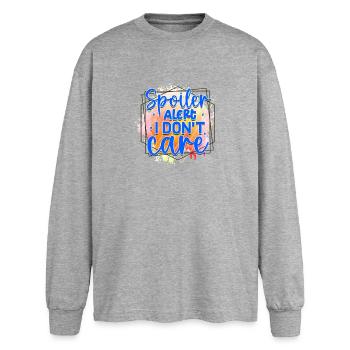 Spoiler Alert I Don't Care - Oversized Long Sleeve T-Shirt - sports grey - Front - AI Model Female 180 light (180cm)