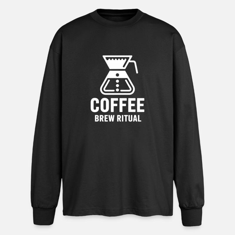 Kaffebryggritual Hell over kaffe - Oversized langermet T-skjorte - svart