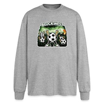 Block West | Football Fan Shirt – Curve & Stadium - Oversized Long Sleeve T-Shirt - sports grey - Front - AI Model Female 180 light (180cm)