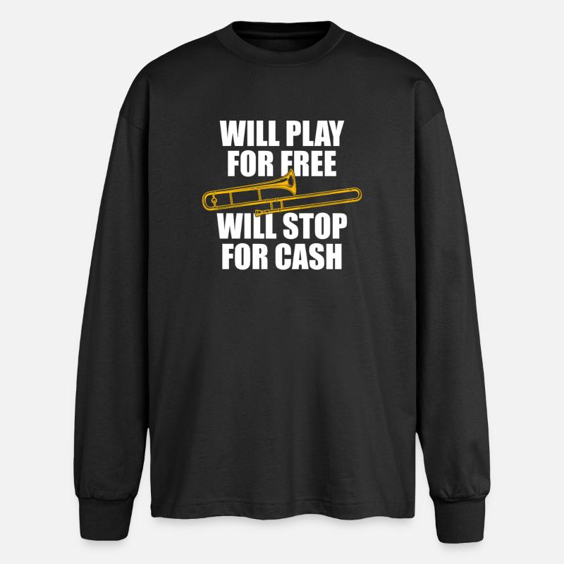 For free Trombone Trombone Player Trombonist - Oversized Long Sleeve T-Shirt - black