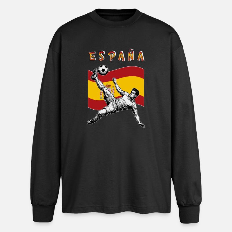 Fußball Spanien Espana Flagge Fallrückzieher - Oversized Langarmshirt  - Schwarz