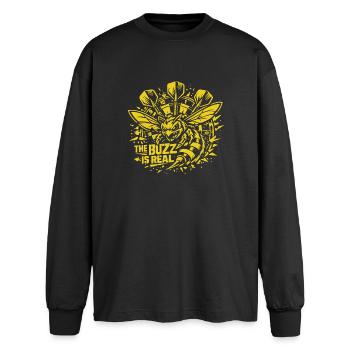 Ally Pally | The Buzz ist Real - Darts Turnier - Oversized Langarmshirt  - Schwarz - Vorne - AI Model Male 185 light (185cm)