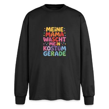 Karneval Kostüm Wäsche Mama - Oversized Langarmshirt  - Schwarz - Vorne - AI Model Male 185 light (185cm)