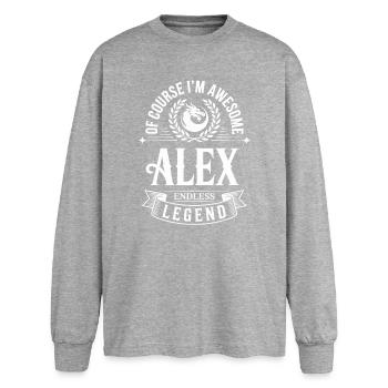 Alex Name - The Endless Legend, Simply Awesome - Oversized Long Sleeve T-Shirt - sports grey - Front - AI Model Female 180 light (180cm)