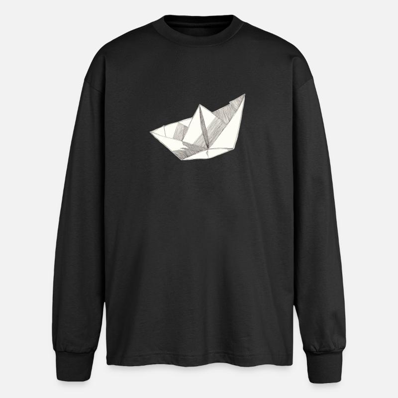Papierschiff - Oversized Langarmshirt  - Schwarz