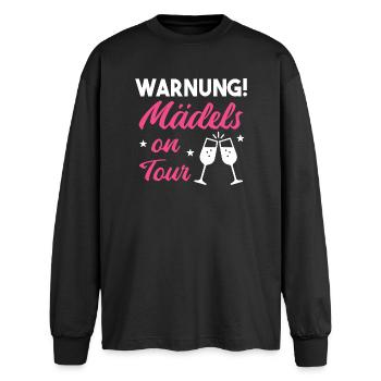 Attention ! Filles en tournée – Chemise pour enterrement de vie de garçon - T-shirt manches longues oversize - noir - Devant - AI Model Male 185 light (185cm)