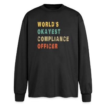 Responsable conformité le plus compétent du monde - T-shirt manches longues oversize - noir - Devant - AI Model Male 185 light (185cm)