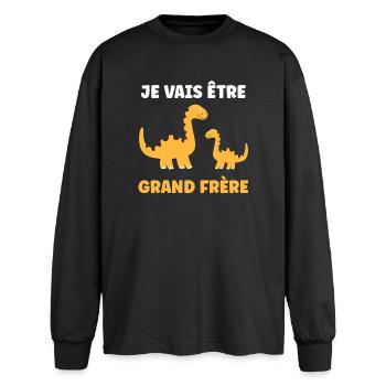 Dino Grand Frère Aventure - T-shirt manches longues oversize - noir - Devant - AI Model Male 185 light (185cm)