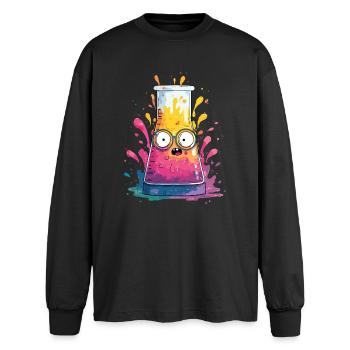 Colorful Test Tube Comic - Oversized Long Sleeve T-Shirt - black - Front - AI Model Male 185 light (185cm)