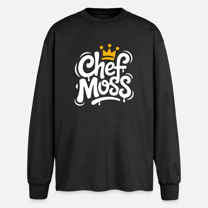 Chefmoss mit Krone – Cooles Chefin Design - Oversized Langarmshirt  - Schwarz