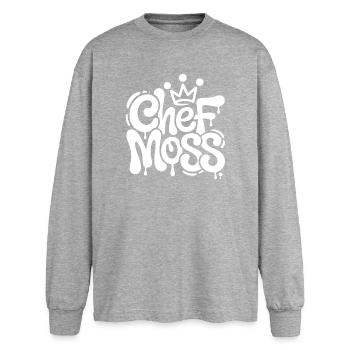 Couronne de graffiti Chef Moss - T-shirt manches longues oversize - gris chiné - Devant - AI Model Female 180 light (180cm)