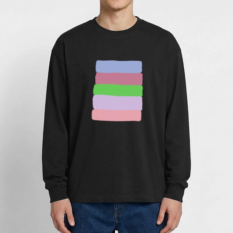 Pastellstreifen-Stack Oversized Langarmshirt 