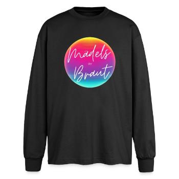 Mädels der Braut! Cool Neon Kreis Personalisierbar - Oversized Langarmshirt  - Schwarz - Vorne - AI Model Male 185 light (185cm)