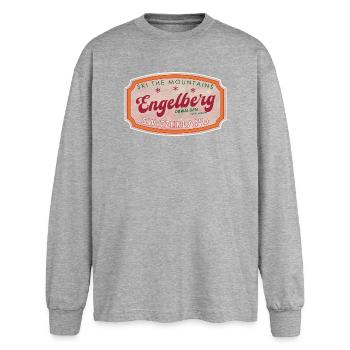 Insigne des montagnes de ski d’Engelberg en Suisse - T-shirt manches longues oversize - gris chiné - Devant - AI Model Female 180 light (180cm)