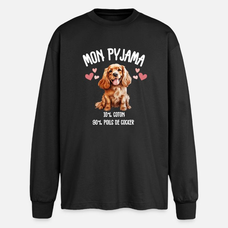 Lustige Cocker Spaniel Hundepyjamas - Oversized Langarmshirt  - Schwarz