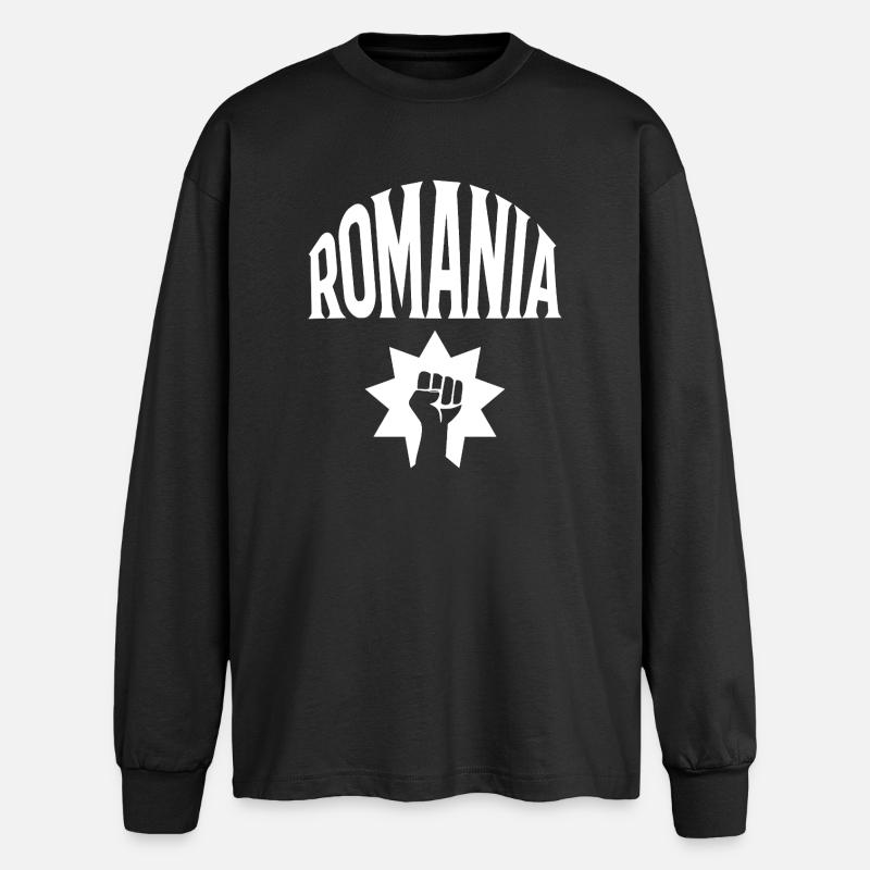 Romania - Oversized Langarmshirt  - Schwarz