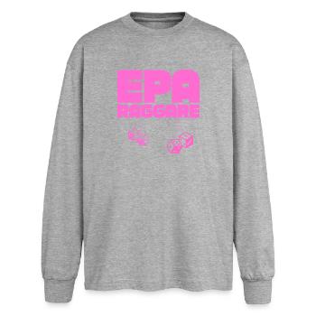 EPA Ragger – Rosa Hängende Würfel - Oversized Langarmshirt  - Grau meliert - Vorne - AI Model Female 180 light (180cm)