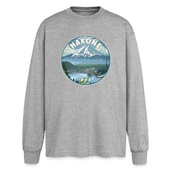 Découvrez Hakone au Japon Art de voyage paysager - T-shirt manches longues oversize - gris chiné - Devant - AI Model Female 180 light (180cm)