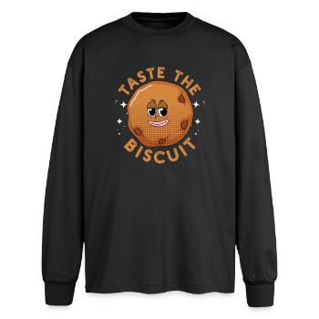 Taste the Biscuit - Oversized Long Sleeve T-Shirt - black - Front - AI Model Male 185 light (185cm)