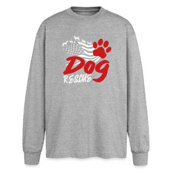 Adopt American Flag Dog Rescue Usa and - Oversized Long Sleeve T-Shirt - sports grey - Front - AI Model Female 180 light (180cm)