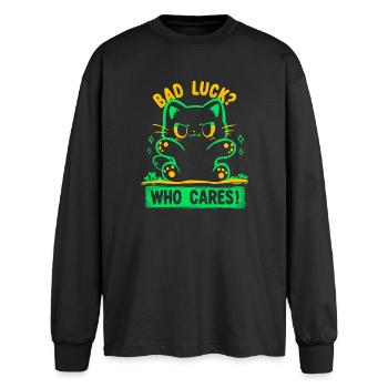 Pas de chance : Qui s’en soucie - T-shirt manches longues oversize - noir - Devant - AI Model Male 185 light (185cm)