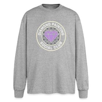 Peinture de diamants, art diamantier, peintre de diamants - T-shirt manches longues oversize - gris chiné - Devant - AI Model Female 180 light (180cm)