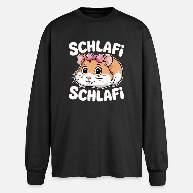 Schlafi Schlafi Hamster Design - Oversized Langarmshirt  - Schwarz
