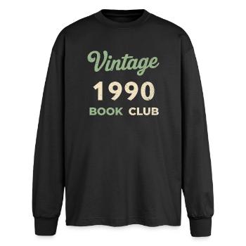 Cadeau vintage de l’année de naissance rétro du club de lecture des années 1990 - T-shirt manches longues oversize - noir - Devant - AI Model Male 185 light (185cm)